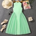 thumbnail image 2 of EnJoCho Girls Sleeveless Slim Fit Dress with Stand Collar, Temperament Pleated Patchwork Summer Dress Skirt for Casual Children’s Wear, 2 of 7