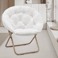 thumbnail image 4 of Magshion Folding Saucer Chair for Adult, Collapsible Oversized Cozy Moon Chair for Adults, Metal Frame Lounge Chair for Bedroom Living Room, White, 4 of 10