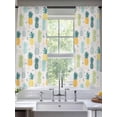 thumbnail image 2 of Yellow Green Blue Pineapple Sheer Curtains 72 Inch Long 2 Panels, Tropical Fruit Leaf Vintage Light Filtering Rod Pocket Semi Sheer Curtains, Sheer Voile Drapes for Living Room Bedroom, 52"x72", 2 of 5