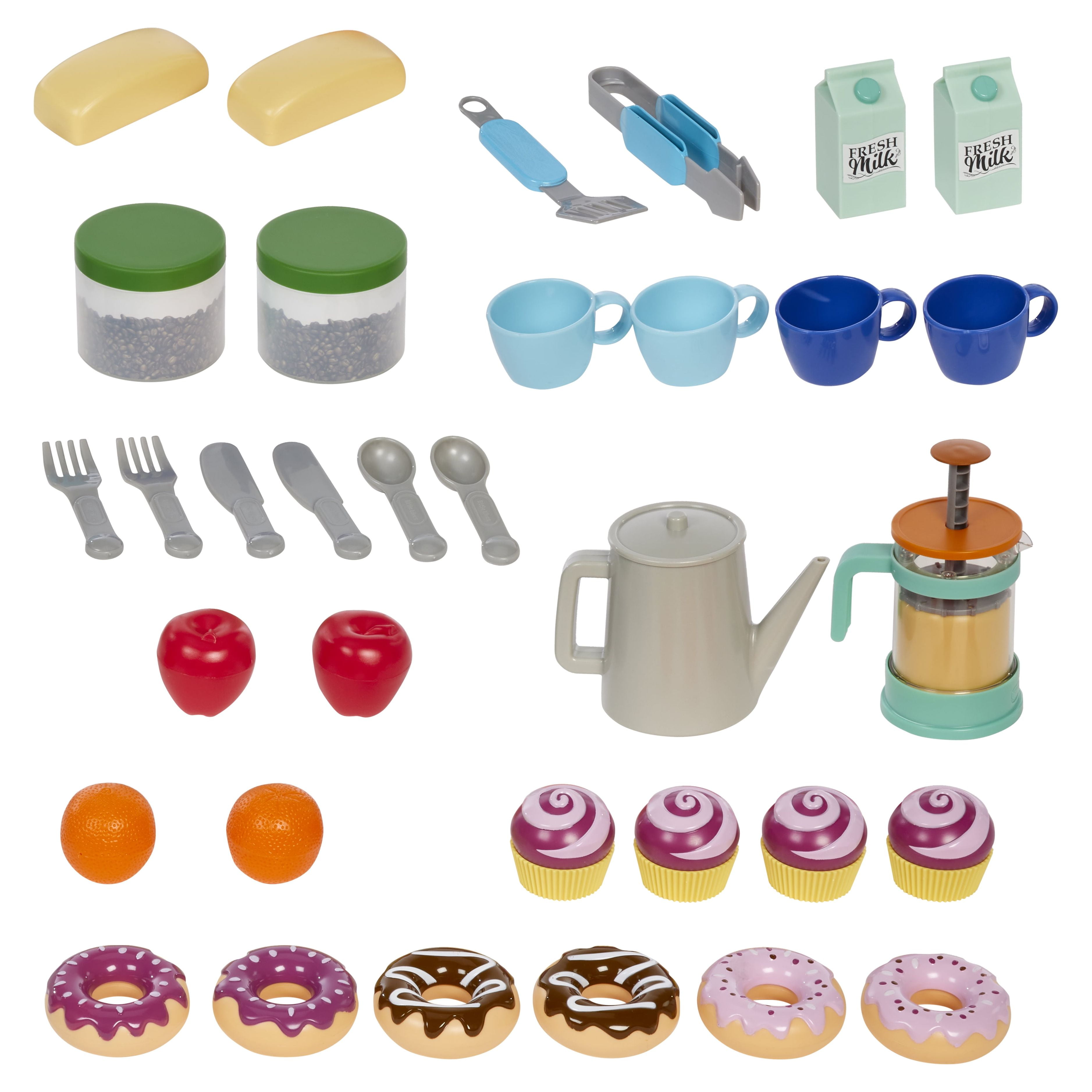 Little Tikes Real Wood Cafe & Bakery 20-Piece Wooden Pretend Play Kitchen Toys Playset, Realistic Lights & Sounds, Dual-Sided Play, Multi-Color, Kids Girls Boys Ages 3 4 5+