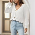 thumbnail image 4 of Vedolay Womens Tops Casual Casual Jackets for Women Classic Long Sleeve Button Down Casual Jacket with Pockets,White One Size, 4 of 5