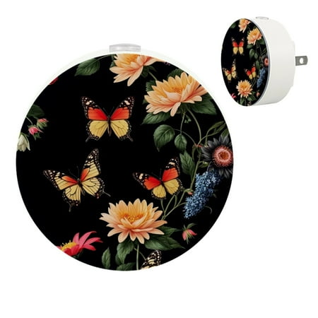 

YZUOUZY Night Lights Plug into Wall LED Lamp Small Bedside Lamps Set of 2 Leaves Butterflies Vines Gerbera