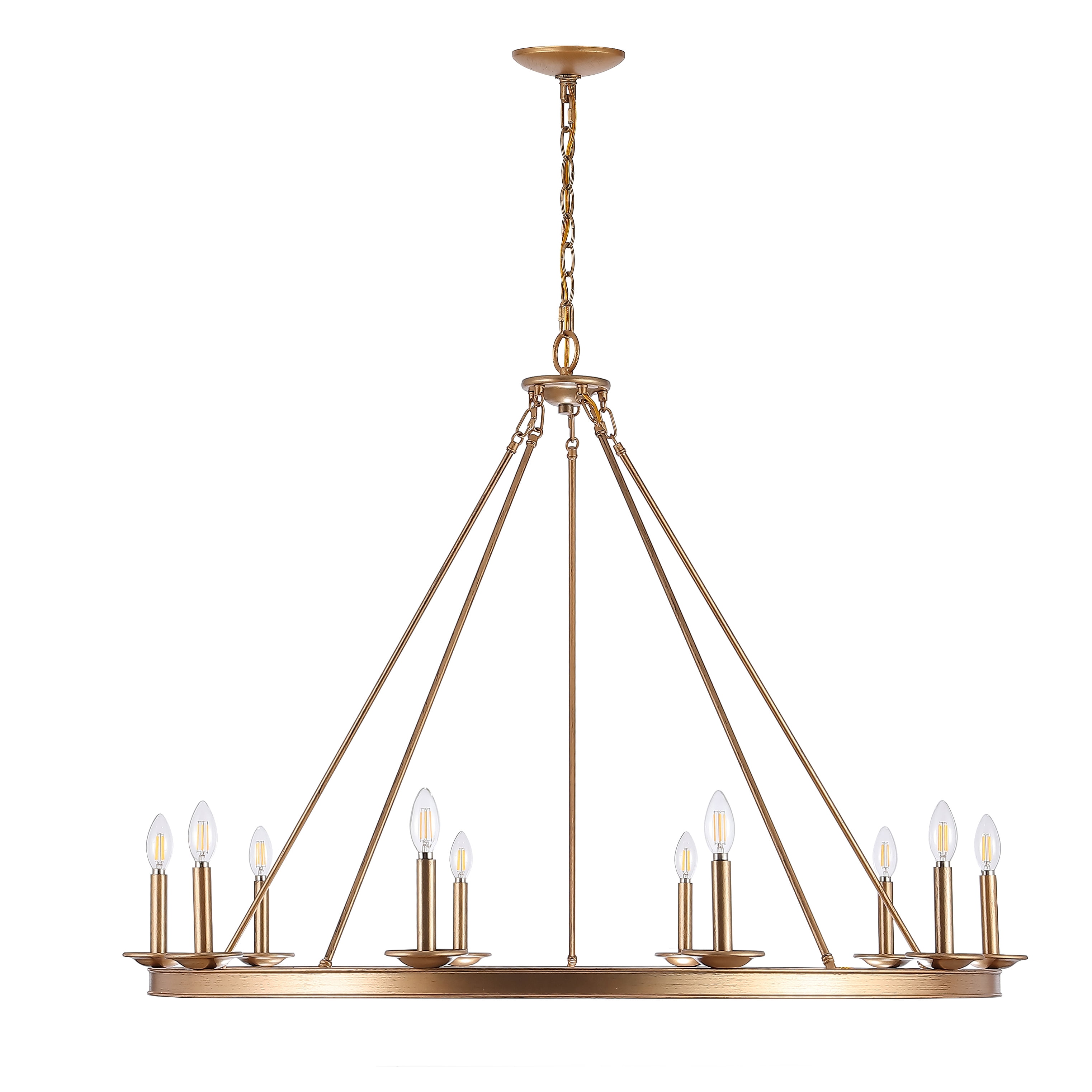 SAFAVIEH Telta 10 Light Industrial Adjustable Chandelier, Gold Painted
