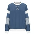 thumbnail image 4 of jtjvou Colorblock Striped Oversized Sweatshirt for Women Loose Crewneck Long Sleeve Casual Pullover Blouse Tunic Tops Blue XL, 4 of 4