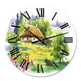 thumbnail image 2 of Designart 'Rural House In Blossoming Greenlands' Traditional Wall Clock, 2 of 5