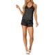thumbnail image 2 of Conjuntos de pijama de satén para mujeres INSPIRE CHIC con tirantes de encaje y pantalones cortos, ropa de dormir de escote en V, XS, negro, 2 of 6