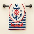 thumbnail image 2 of Anchor Hand Towels,Vintage Ocean Anchor Wave Stripes Marine Ship Sea Rope 100% Cotton Soft Bath Hand Towels for Bathroom Kitchen Hotel Spa Hand Towels 15"X30", 2 of 8