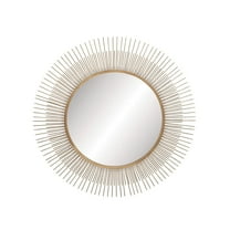 DecMode 36" x 36" Gold Starburst Wall Mirror with Thin Wire Rods