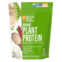 BetterBody Foods Organic Plant Based Protein Powder, 16g of Protein 24% DV, Vegan, 12.7 oz