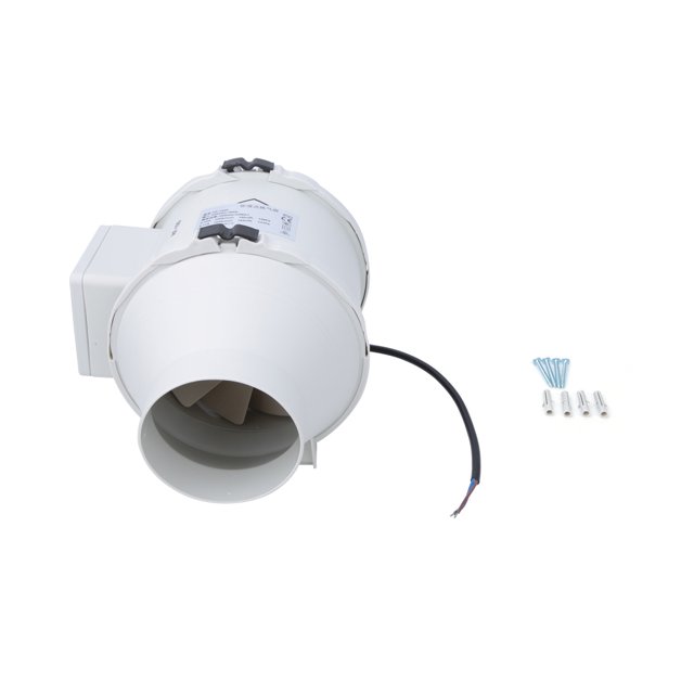 Ventilador de conducto de 4 pulgadas, soplador de aire de flujo oblicuo de escape 156Pa 2200RPM 198 m³/h(117CFM) 26/35W 110V