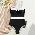 thumbnail image 4 of Rigardu Hot Sale!! One Piece Swimsuit for Women Tummy Control Push Up Underwire Swimwear Cheeky Color Block Monokini Bathing Suit Temperament Beach Tight Swimwear with Padded Swimwears Black L, 4 of 5