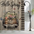 thumbnail image 2 of Spring Flower Shower Curtain Set, Waterproof Shower Curtains for Bathroom, Farmhouse Vintage Truck Black Plaid Wood Grain Washable Fabric Bath Curtain for Bathtub Decoration with Hooks 54x78 Inches, 2 of 9