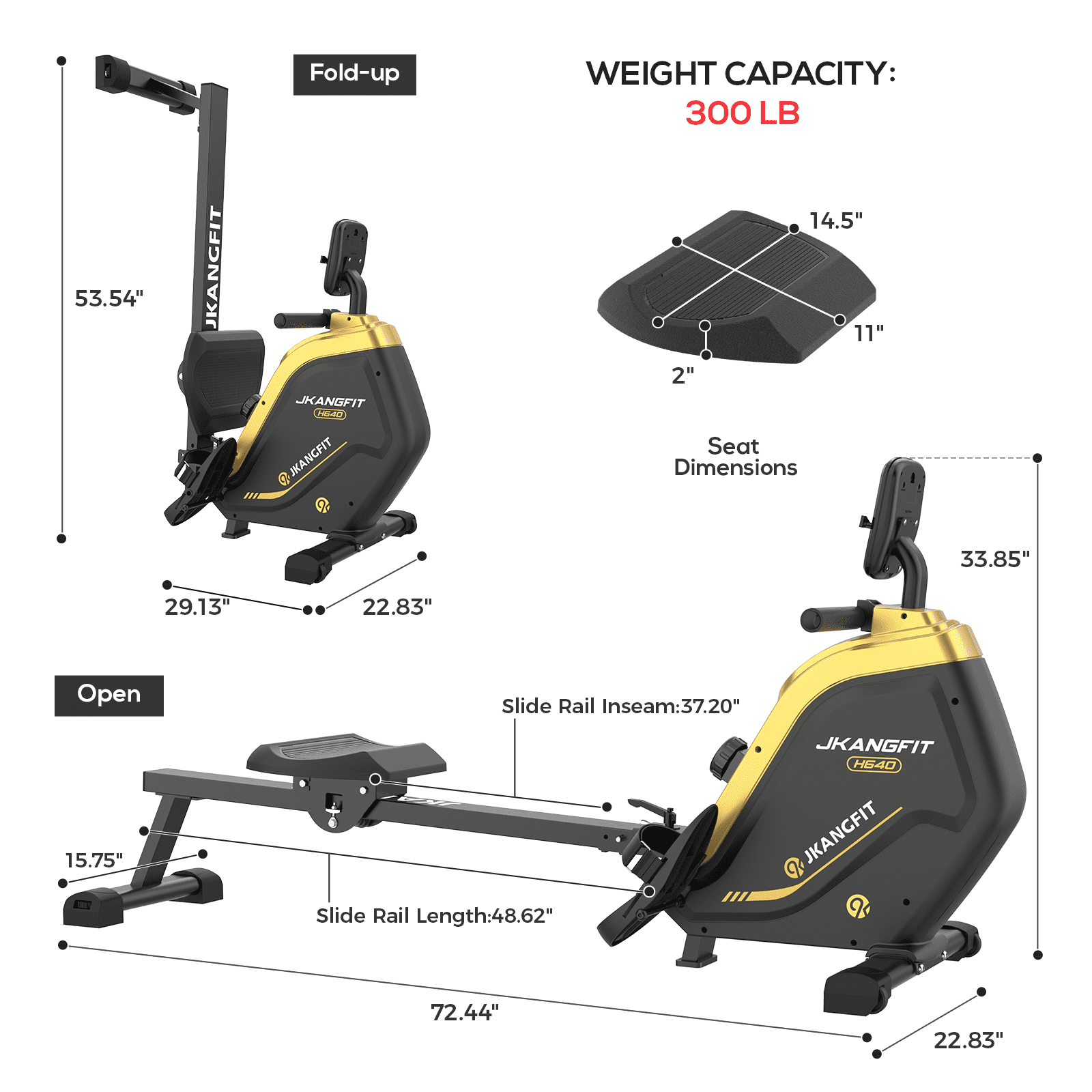 JKANGFIT Folding Rowing Machine - Rowing Machines for Home Use Indoor Magnetic Rower for Full Body