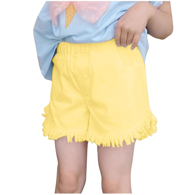 Timegard Baby Girls Clothes Denim Shorts Ripped Elastic Waist Solid Color Loose Jean Shorts Fashion
