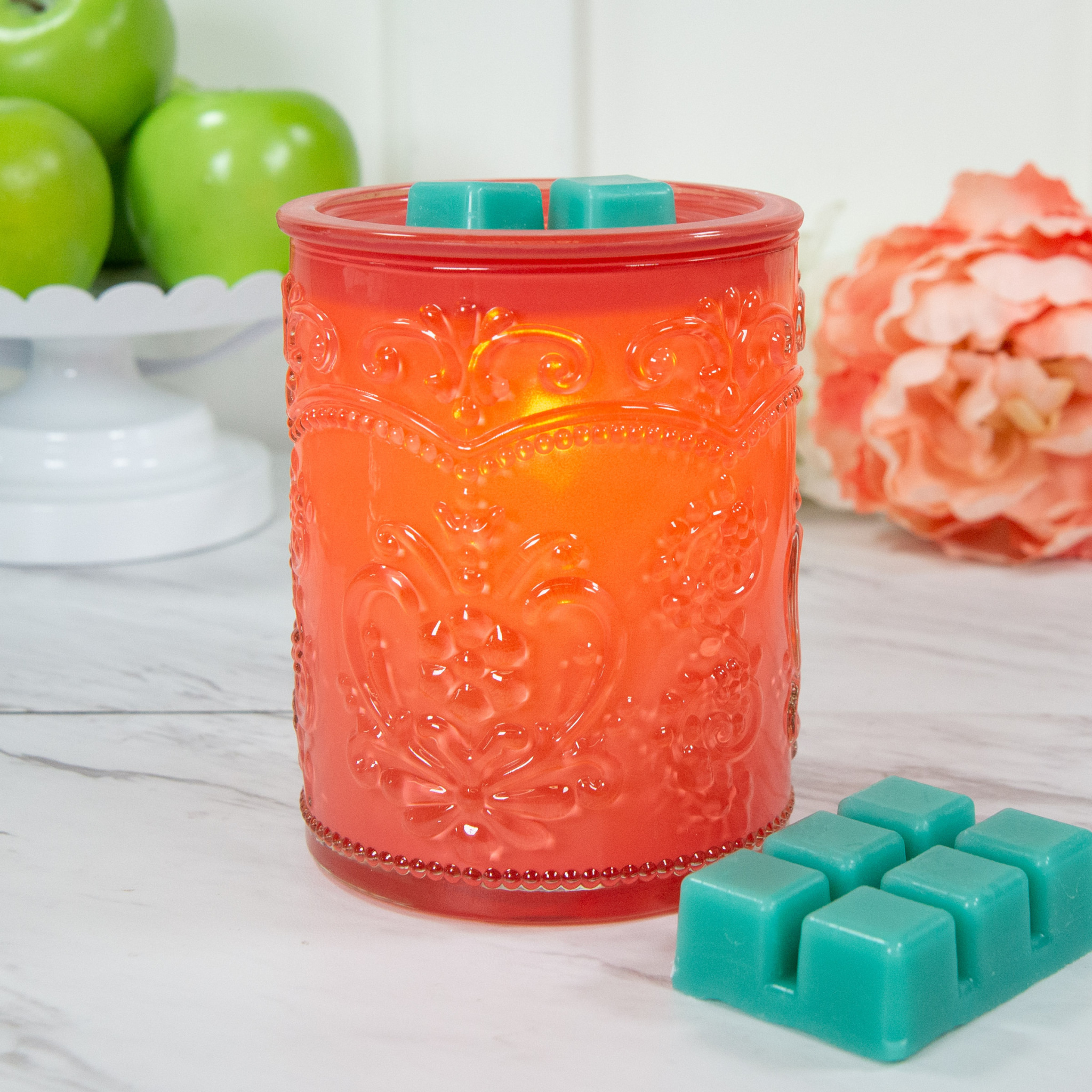 The Pioneer Woman Amelia Embossed Full Size Fragrance Warmer, Coral - image 2 of 4