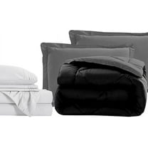 Elegant Comfort 7-Piece Bed-in-a-Bag Comforter & Sheet Set- Luxury 1500 Thread Count 7-Piece Split King Size Bed-in-a-Bag, Cozy Bed Sheets and Comforter Set, Wrinkle and Stain Resistant, Black/Gray