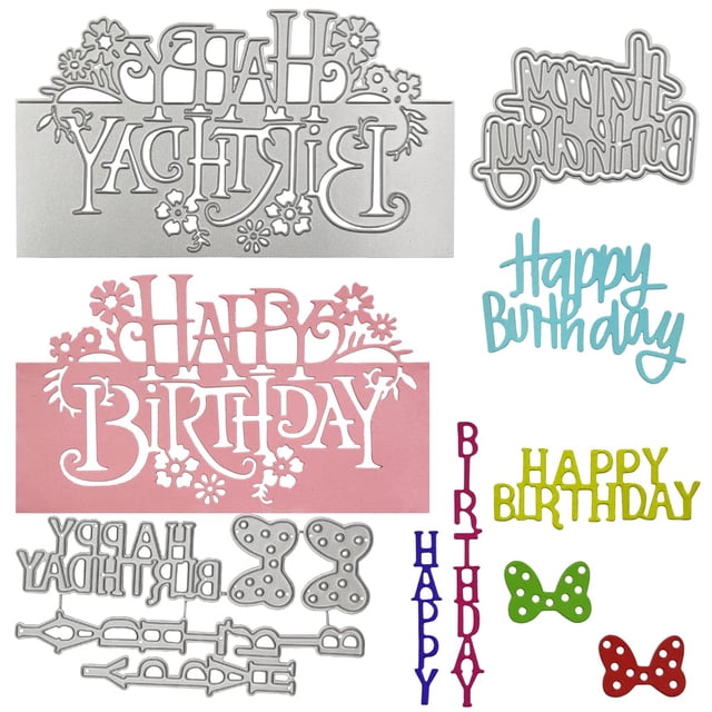 Troqueles para corte de metal SENHAI Happy Birthday & Butterfly x3
