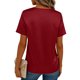 thumbnail image 5 of Camisas de Cuello en V de Manga Corta para Mujeres Blusas de Satén Botón Abajo Tops Casuales de Negocios, 5 of 8