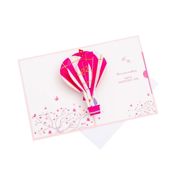 Tarjeta de San Valentín, tarjetas de regalo, tarjetas de papel, tarjeta de aniversario con sobre para Globo de aire caliente