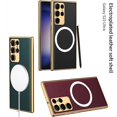 thumbnail image 3 of Plating Magsafe Case Compatible With Samsung Galaxy S23 Ultra, Magnetic Wireless Charging Leather Cover, 3 of 5