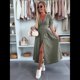 thumbnail image 4 of Vestido de Mezclilla con Cuello en V y Botones para Mujer, Cintura Media, Corta y Abertura Verde S, 4 of 9