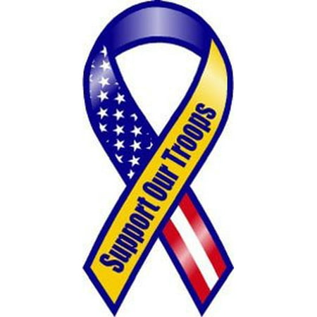 - Cp Car Magnet Collection Blue and Yellow Support Our Troops Ribbon Magnet 8