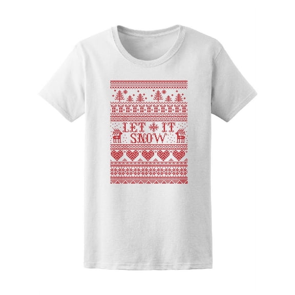 Let It Snow Cute Christmas Heart T-Shirt Women -Image by Shutterstock, Female x-Large