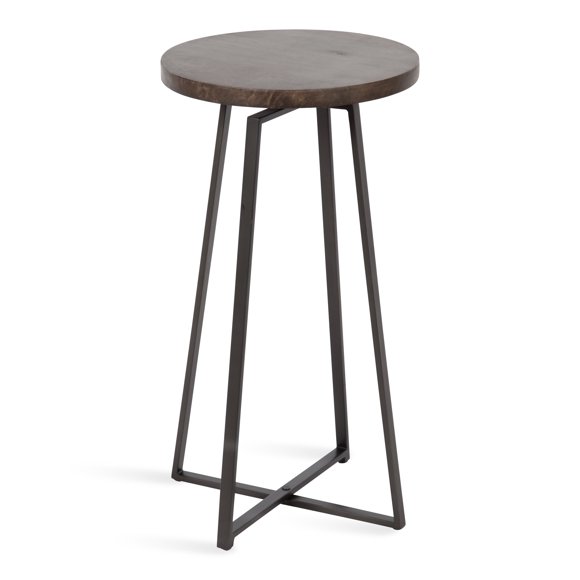 Kate and Laurel Zia Modern Side Table, 15 x 15 x 26, Gray, Decorative Round Metal Bedroom Nightstand Table for Display and Storage