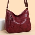 thumbnail image 3 of Bolsa bandolera de PU para mujer bandolera de color sólido multicapa (Rojo) Likrtyny Para Estrenar, 3 of 6