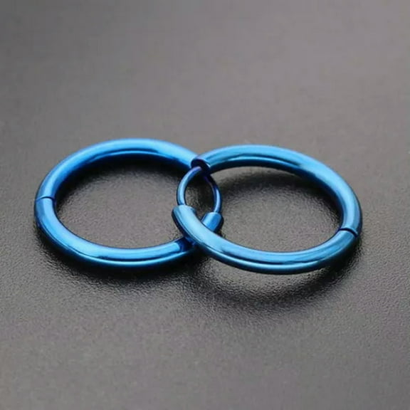 EOEMY 1Pair Surgical Steel Segment Nose Septum Clicker Ear Helix Tragus Ring Hoop Punk-Blue-2.5*14mm