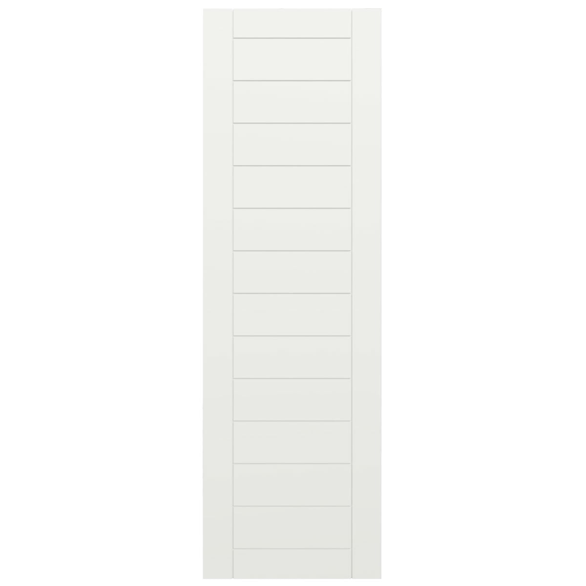 Ekena Millwork 18"W x 28"H True Fit PVC Horizontal Slat Framed Modern Style Fixed Mount Shutters, Unfinished (Per Pair - Hardware Not Included)