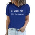 thumbnail image 4 of Penkiiy Summer Womens Tops, Unisex Loose T-Shirts Casual Funny Letter Print Short Sleeves O-Neck Blouse Tops Funny Shirts XL Blue, 4 of 6