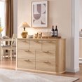 thumbnail image 3 of CQSXDA Fluted 7 Drawer Dresser In Modern Wood 52 Inches Wide Chest Of Drawers For Bedroom And Living Room Storage, Oak, 3 of 10