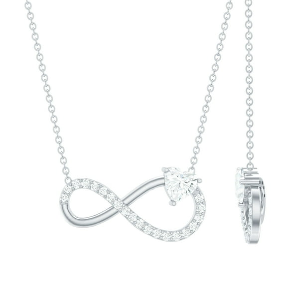 Rosec Jewels - Lab Diamond Infinity Necklace with Heart (5 mm, 1/2 Ct, EF-VS Grade)- Gift for Valentines Day, 925 Sterling Silver