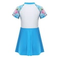 thumbnail image 2 of Zaldita Kids Girls Mock Neck Short Sleeve Swim Dress Summer Beach Bathing Suit Holiday Beach Wear Light Blue 6, 2 of 7