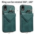 thumbnail image 5 of Dteck for iPhone XR Wallet Case with Card Holder, Durable PU Leather Protective Magnetic Closure Flip Cover with Crossbody Adjustable Strap 360° Kickstand for Women Men,Green, 5 of 10