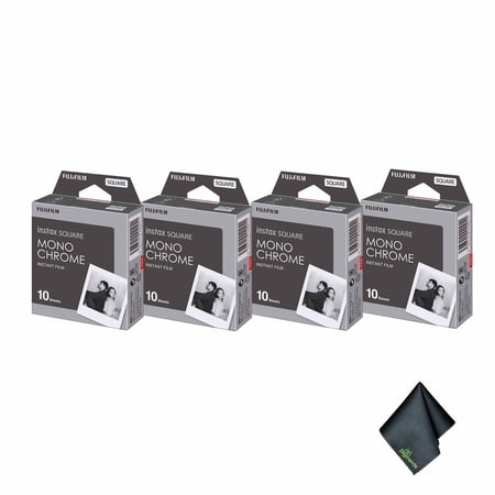 FUJIFILM INSTAX SQUARE Monochrome Instant Film (40 Exposures) + Microfiber Cleaning Cloth