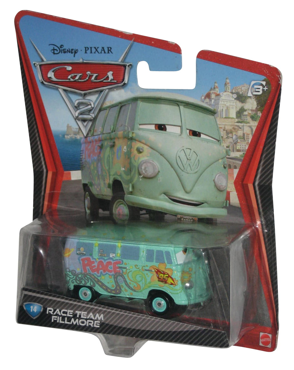 Mattel Disney Pixar Cars 2 RACE TEAM FILLMORE #14 VW Bus 1:55 Scale 