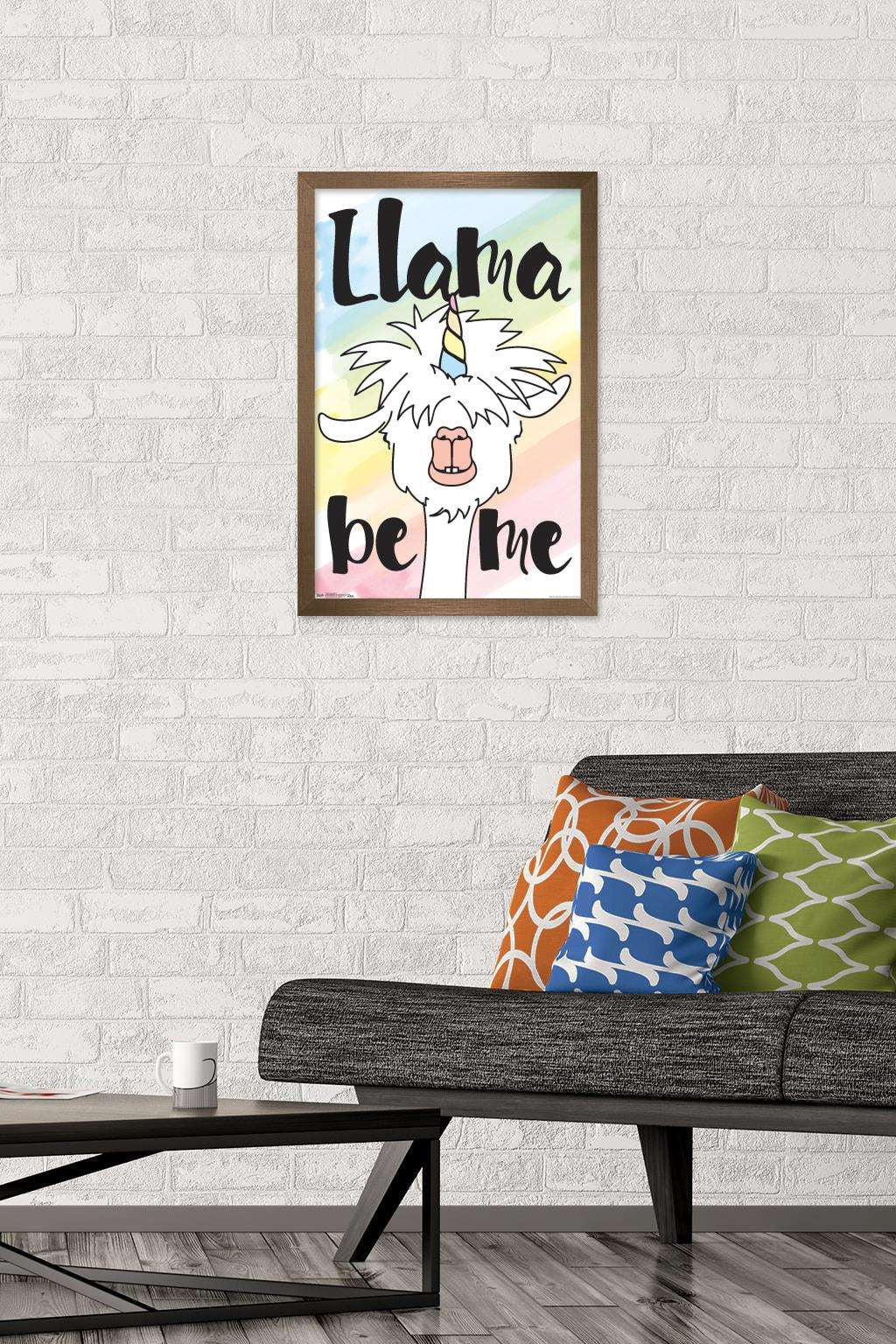 Inspiring Llama - Llama be me Wall Poster, 14.725" x 22.375", Framed