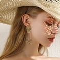 thumbnail image 5 of Indian Jhumka Jhumki Ethnic Dangle Earring for Women Vintage Long Tassel Bell Drop Earrings Boho Flower Beaded Bollywood Jewelry Boho Traditional Oxidized Antique Festival Party Gift for Lady, 5 of 7