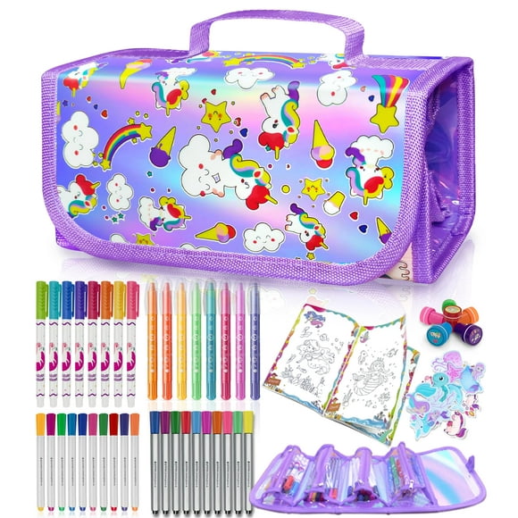 Set de rotuladores Weirtoya, lavable, con aroma a fruta, con funda de unicornio