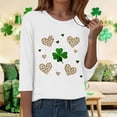 thumbnail image 5 of felwors St Patty's Day Shirt Women 2025 Casual Plus Size 3/4 Sleeve Irish Clover Shirts Funny Saint Patrick's Tunic Tops (White, XL), 5 of 7