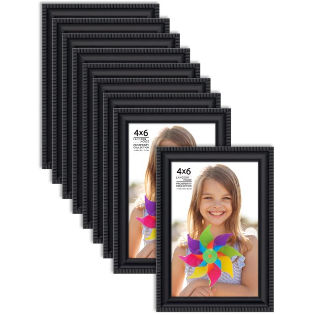 Langdon House 4x6 Picture Frames (Black, 12 Pack), Contemporary Frame Set, Wall Mount or Table Top, Prosperity Collection
