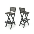 thumbnail image 2 of Constance Outdoor Folding Acacia Wood Barstools (Set of 2), Dark Gray and Brown, 2 of 14