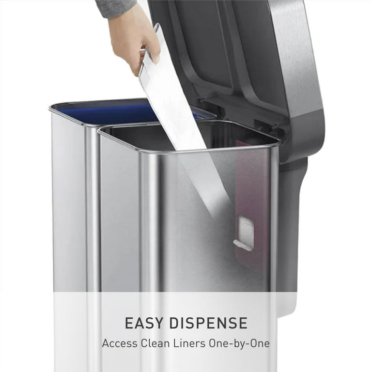simplehuman 58L Rectangular Dual Compartment Recycling Step Trash