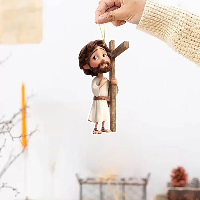 Jesu Ornament 2D Flat Acrylic Backpack Car Pendant Ornament
