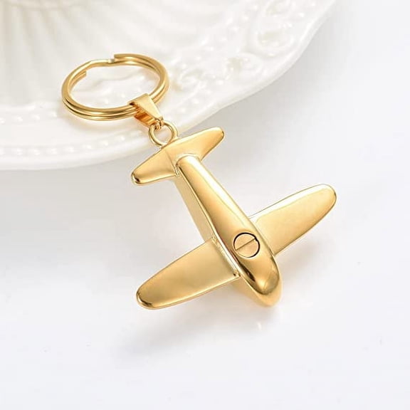 Airplane Cremation Keychain for Ashes Always In My Heart Urn Locket Cremation Jewelry Stainelss Steel Airplane Memorial Keepsake Keychain for Human Ashes Pet Ashes