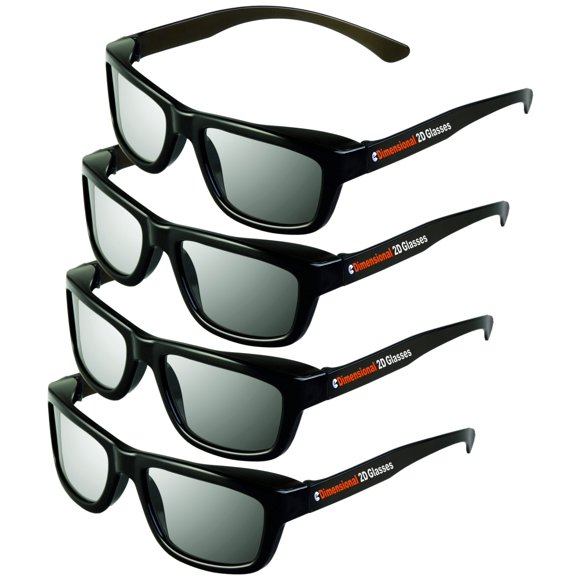 2D Glasses 4 Pack - Turns 3D Movies Back into 2D - eDimensional 4 Pairs for Passive 3D Televisions and for use in RealD 3D Theaters