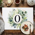 thumbnail image 2 of Placemats Set of 6, Letter O Place Mats Alphabet Green Eucalyptus Leaves Tablemats Washable Placemat Table Decoration for Kitchen Table Dinner Party Home Decor Indoor Outdoor 13x19 Inch, 2 of 9