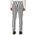 thumbnail image 3 of Unique Bargains Men's Striped Pants Business Skinny Fit Color Block Trousers 36 Gray White, 3 of 6